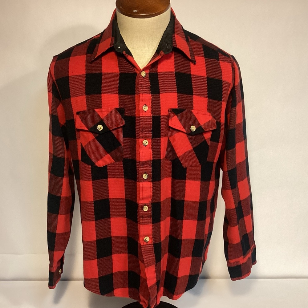 Vintage 90s Sears Buffalo Plaid Mens button down shirt size 15 - 15 1/2